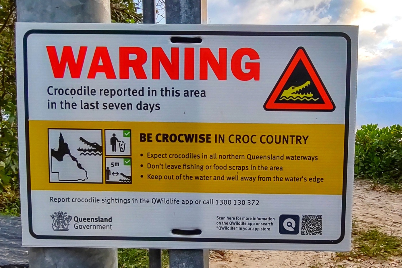 Crocodile warning sign Port Douglas