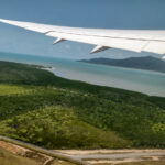 view from the plane leaving Cairns Airport