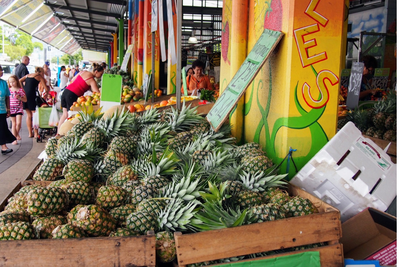 Tropical fruit display, for sale, at Rusty's Market in Cairns.