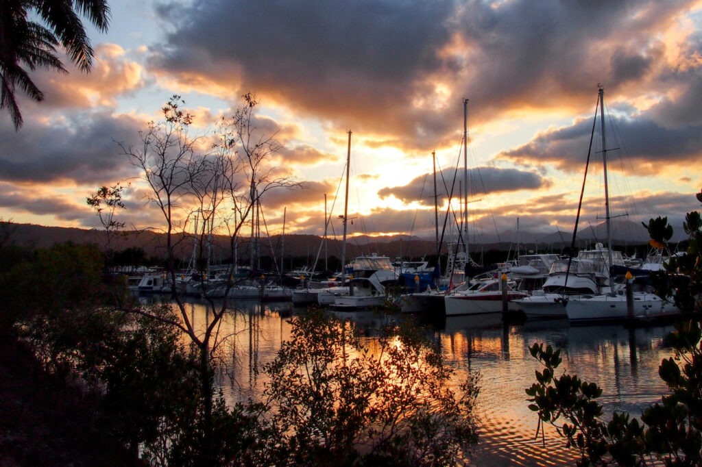 Beautiful sunset over the marina