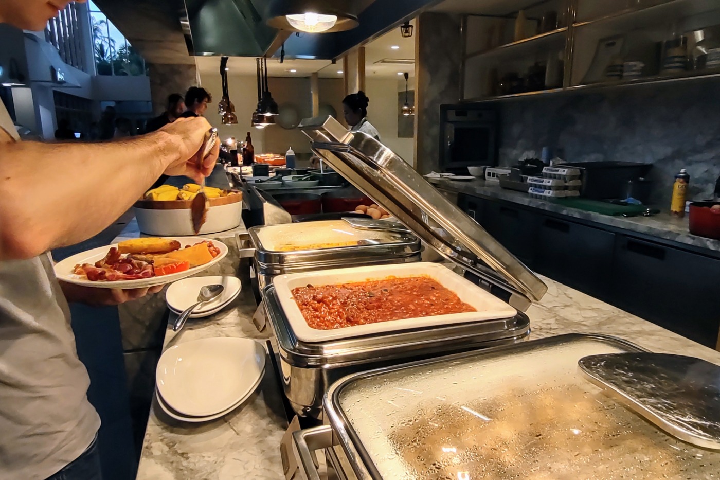 Hot food on the buffet