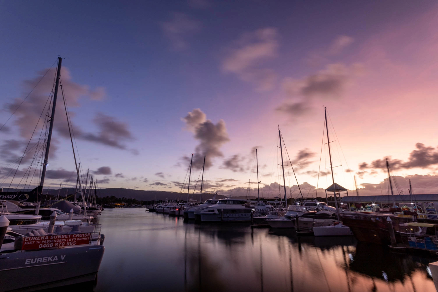 sunset photography at Port Douglas Marina