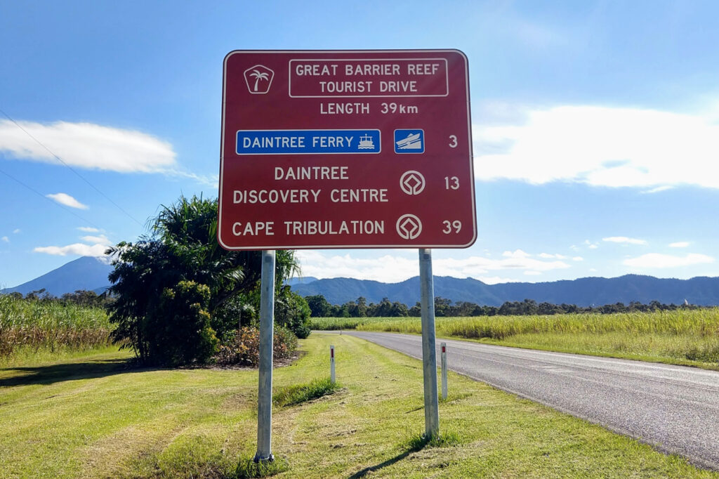 Road sign for the port douglas to cooktown drive